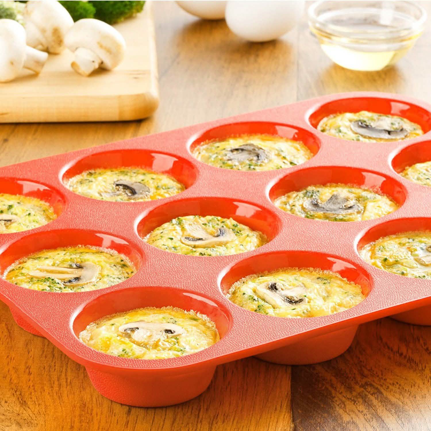 Moule en silicone antiadhésif 12 cavités pour cupcakes et muffins