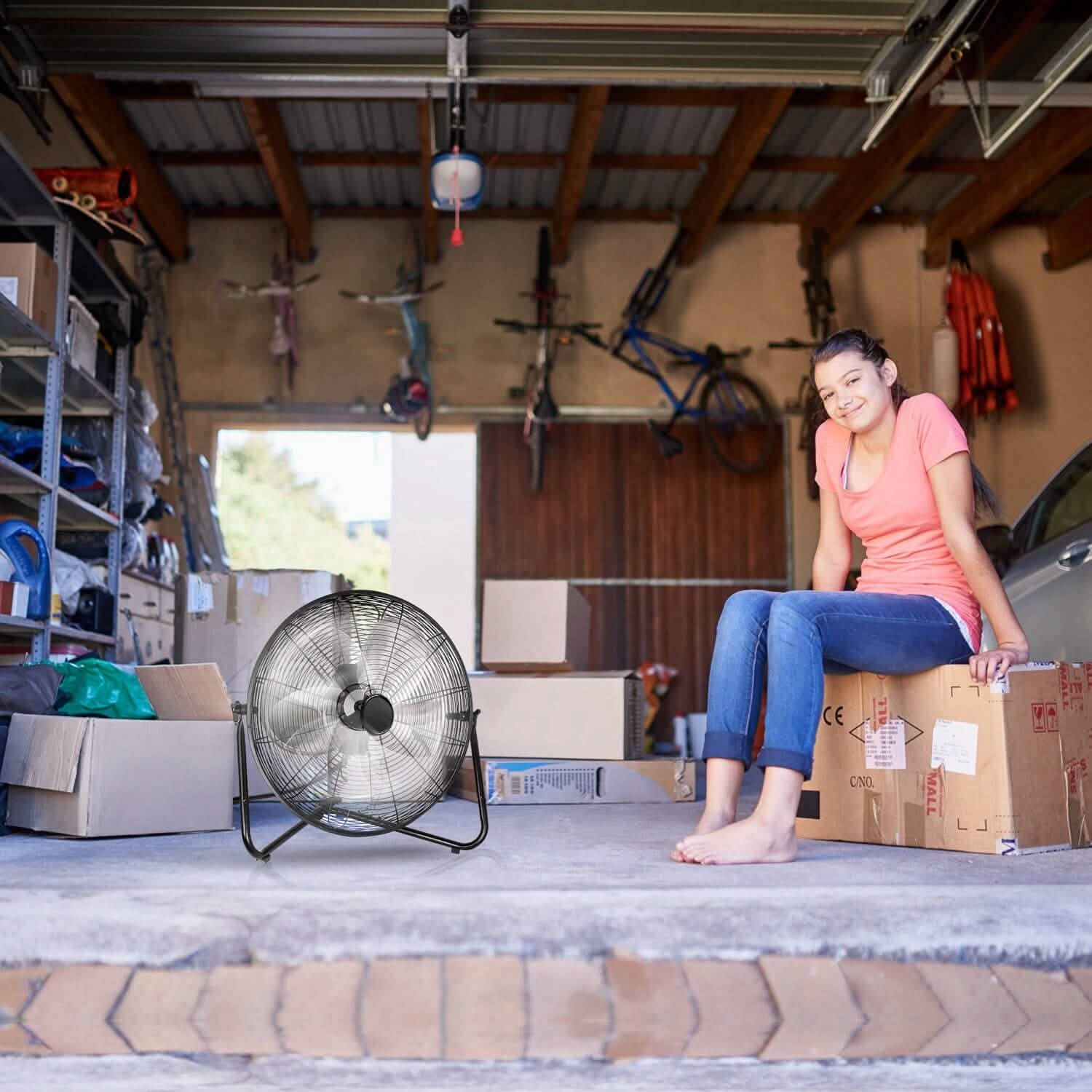 12" Floor Fan Copper Motor High-Velocity with 3 Adjustable Speeds