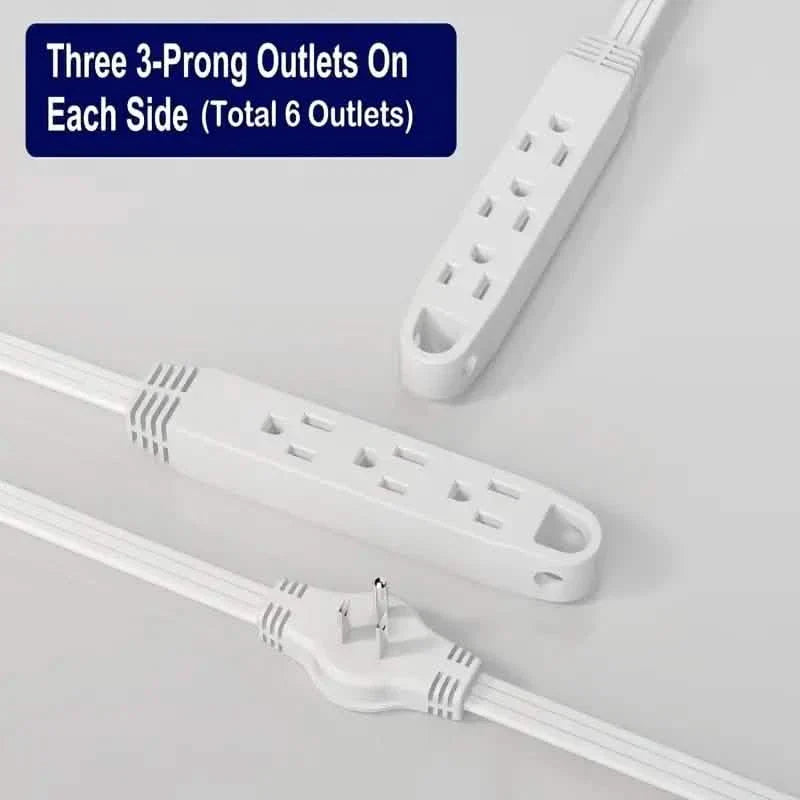 12-Foot Long Extension Cord Power Strip with 6 Feet on Each Side 13A 125V 1625W