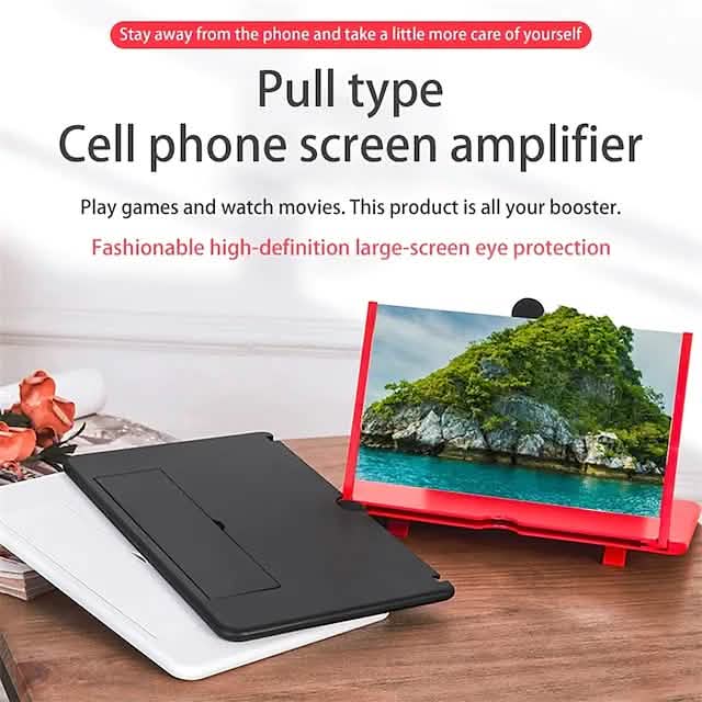 12 inch 3D Mobile Phone Screen Magnifier HD Video Amplifier with Foldable Holder