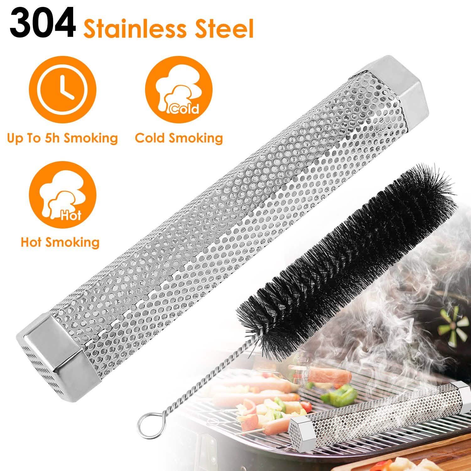 Tube fumoir de barbecue en acier inoxydable de 12 pouces