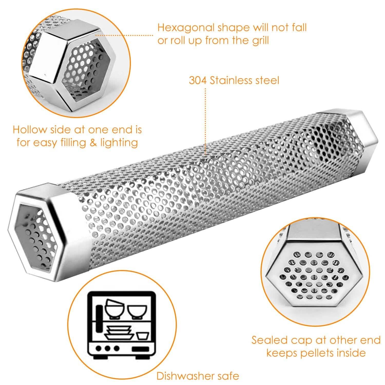 Tube fumoir de barbecue en acier inoxydable de 12 pouces