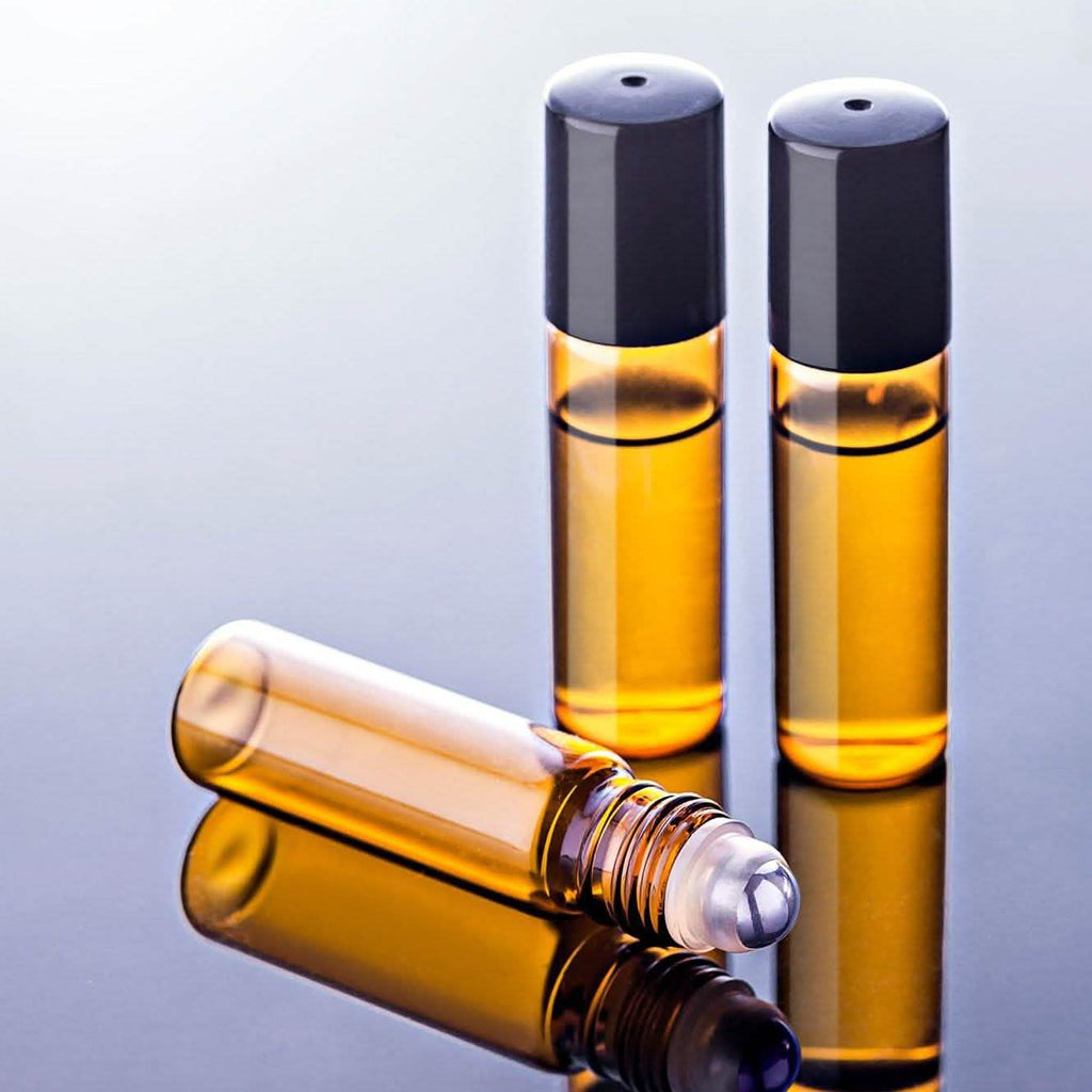 Paquet de 12 : Bouteilles en verre ambré de 10 ml avec billes roulantes en acier inoxydable