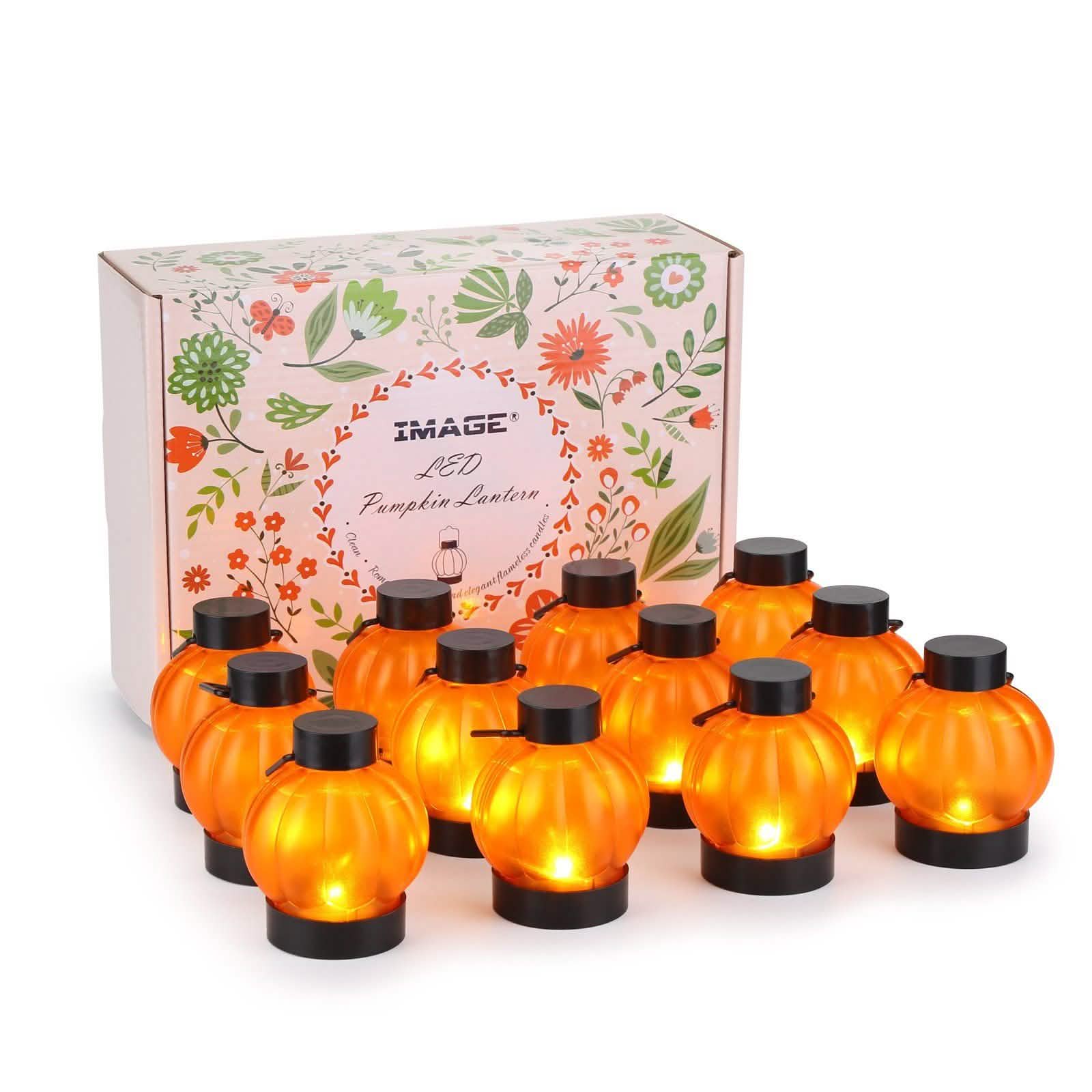 12-Pack: LED Pumpkin Tealights Smokeless Candles