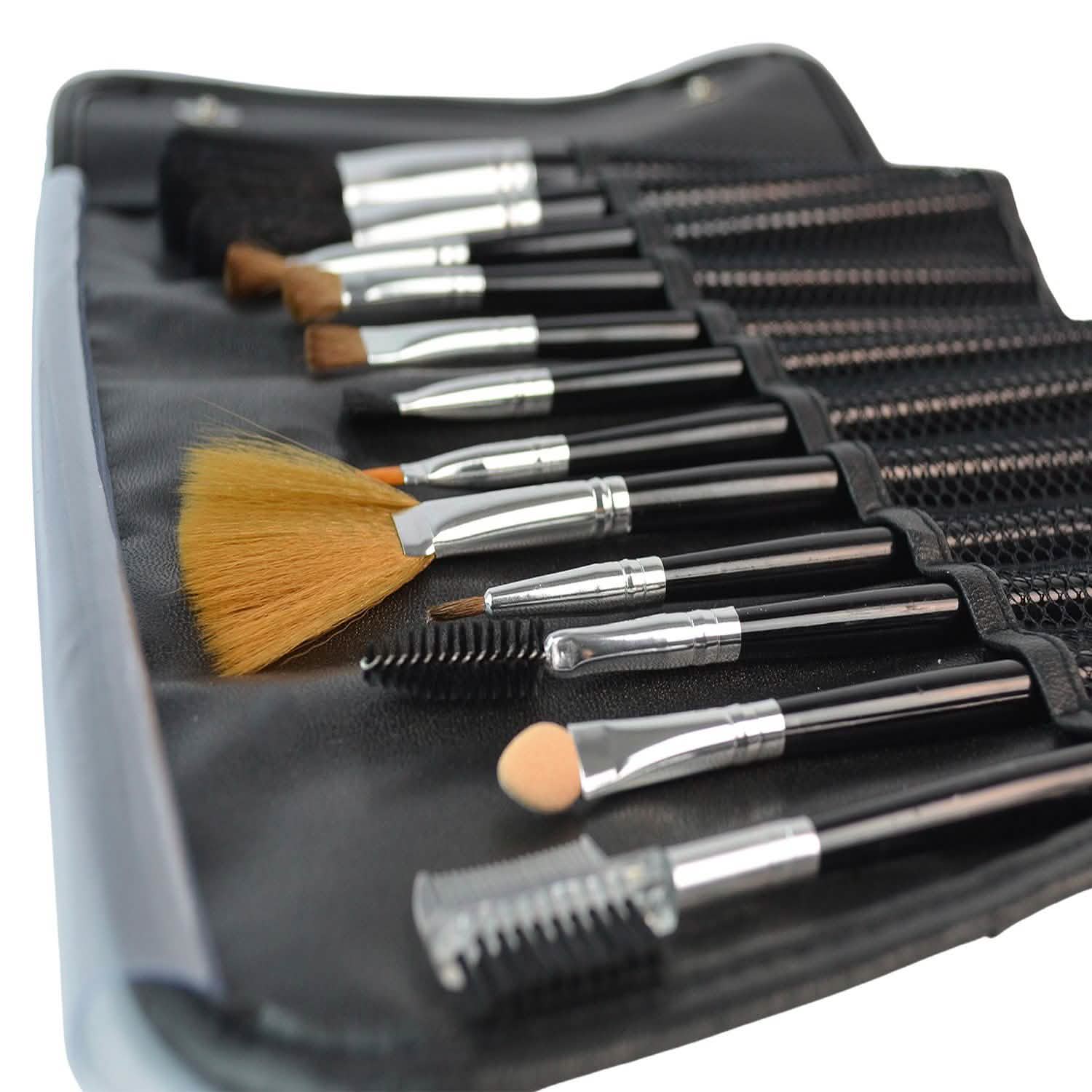 Lot de 12 pinceaux de maquillage professionnels pour le fond de teint, le blush, l'anticerne, le fard à paupières