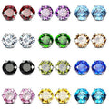 Lot de 12: Boucles d'oreilles clous en cristal rhodié pierre de naissance