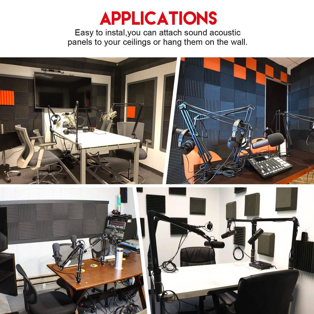 12-Pack: Sound Proof Padding Acoustic Foam Panels