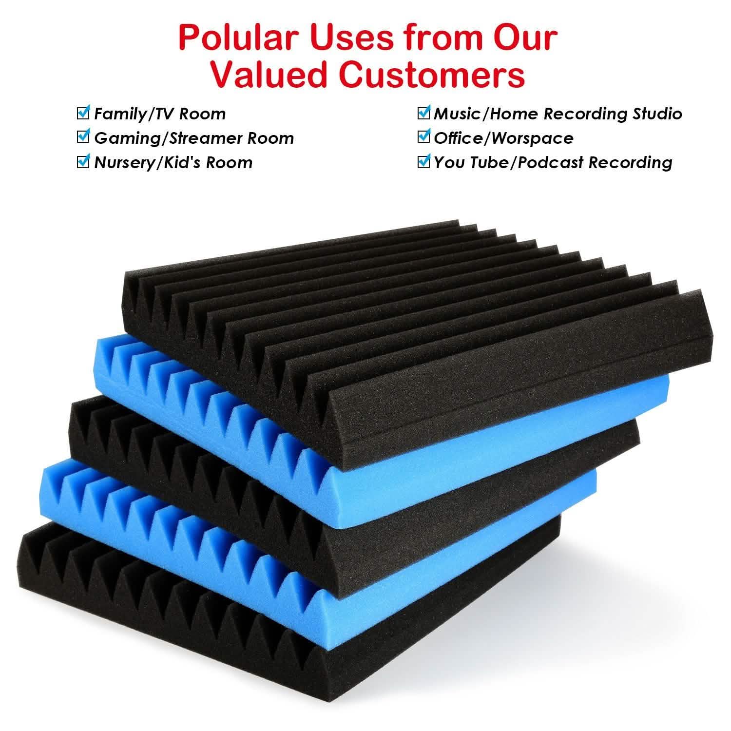 12-Pack: Sound Proof Padding Acoustic Foam Panels