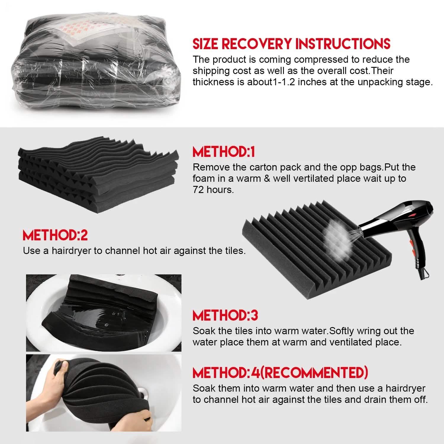 12-Pack: Sound Proof Padding Soundproof Foams