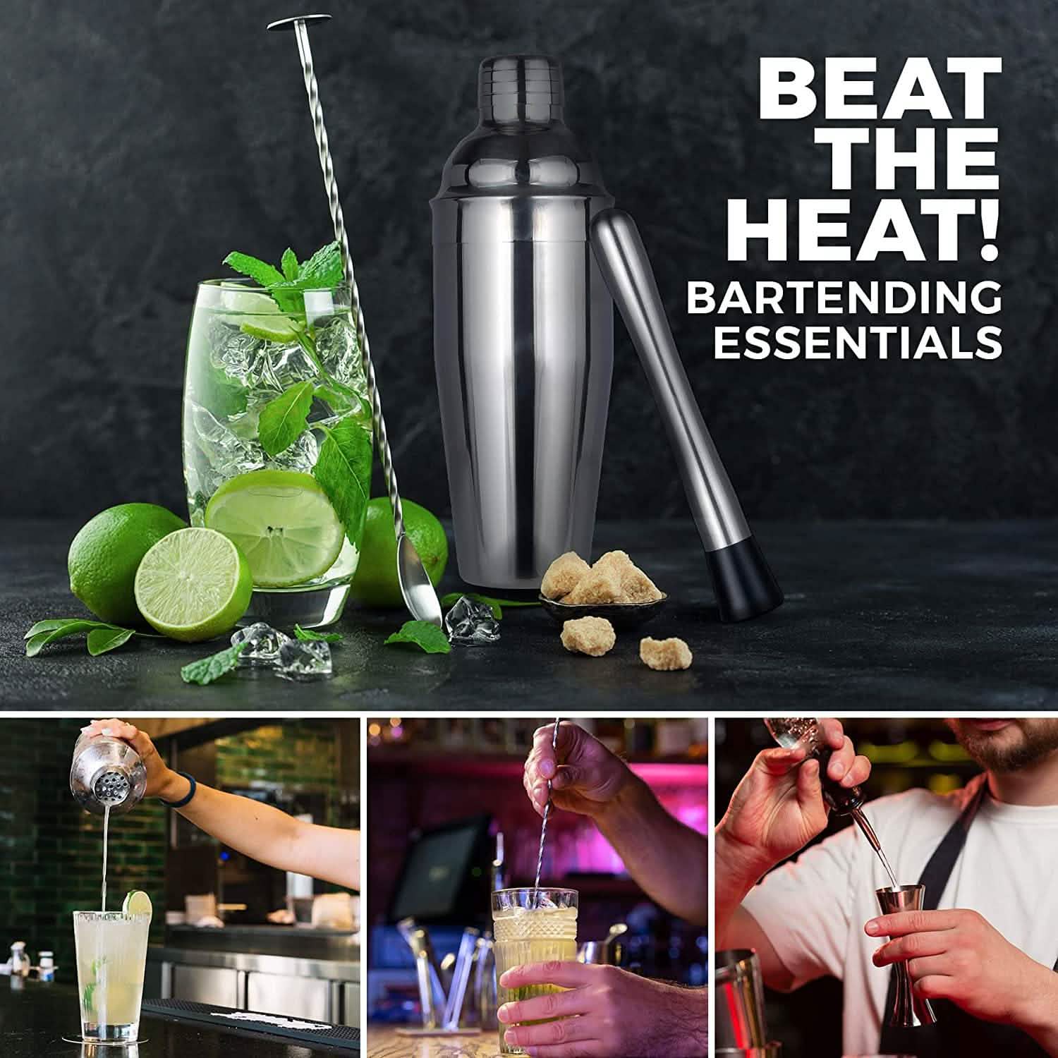 Lot de 12 pièces : Ensemble de shaker à cocktail
