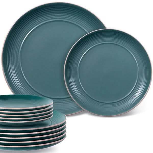 Lot de 12 : Assiettes plates HITECLIFE compatibles micro-ondes et lave-vaisselle
