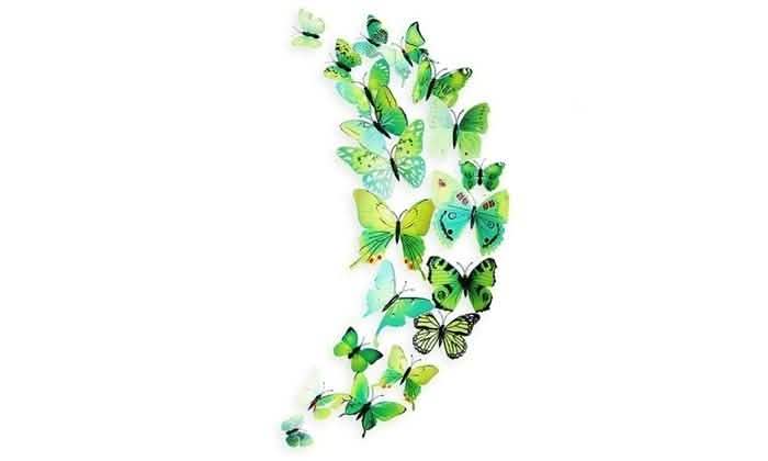 12-Piece Set: 3D Butterfly Magnets - Assorted Colors
