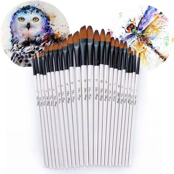 Ensemble de 12 pinceaux : Pinceaux d'artiste pour aquarelle