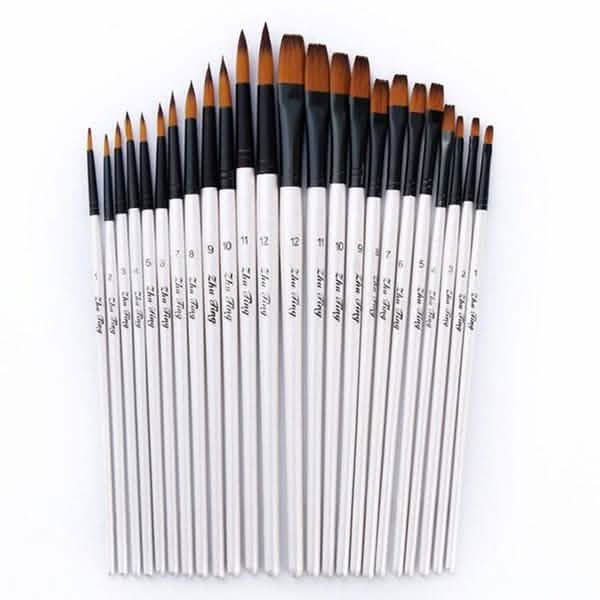 Ensemble de 12 pinceaux : Pinceaux d'artiste pour aquarelle