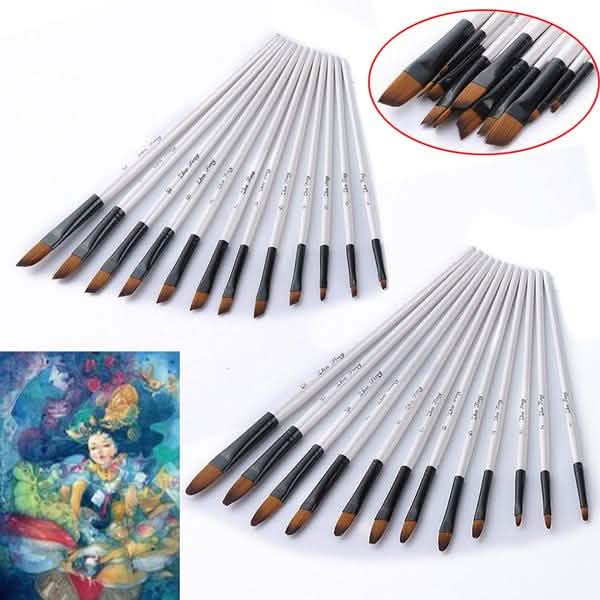 Ensemble de 12 pinceaux : Pinceaux d'artiste pour aquarelle