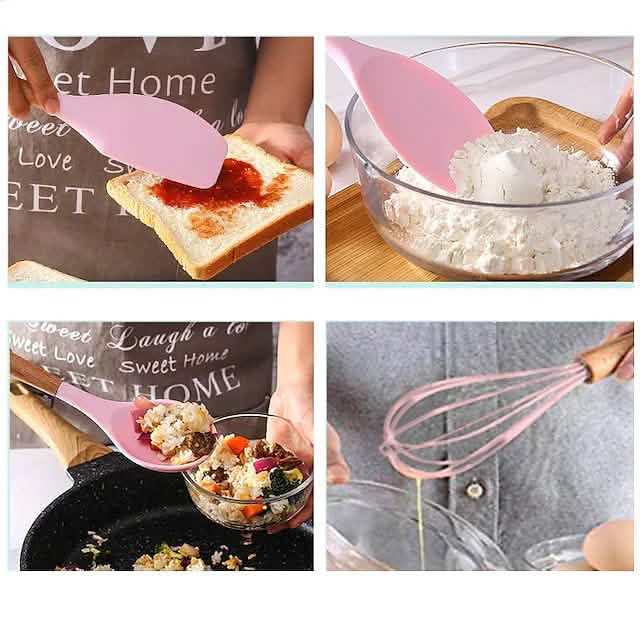12点セット：木製ハンドル シリコンキッチン用品