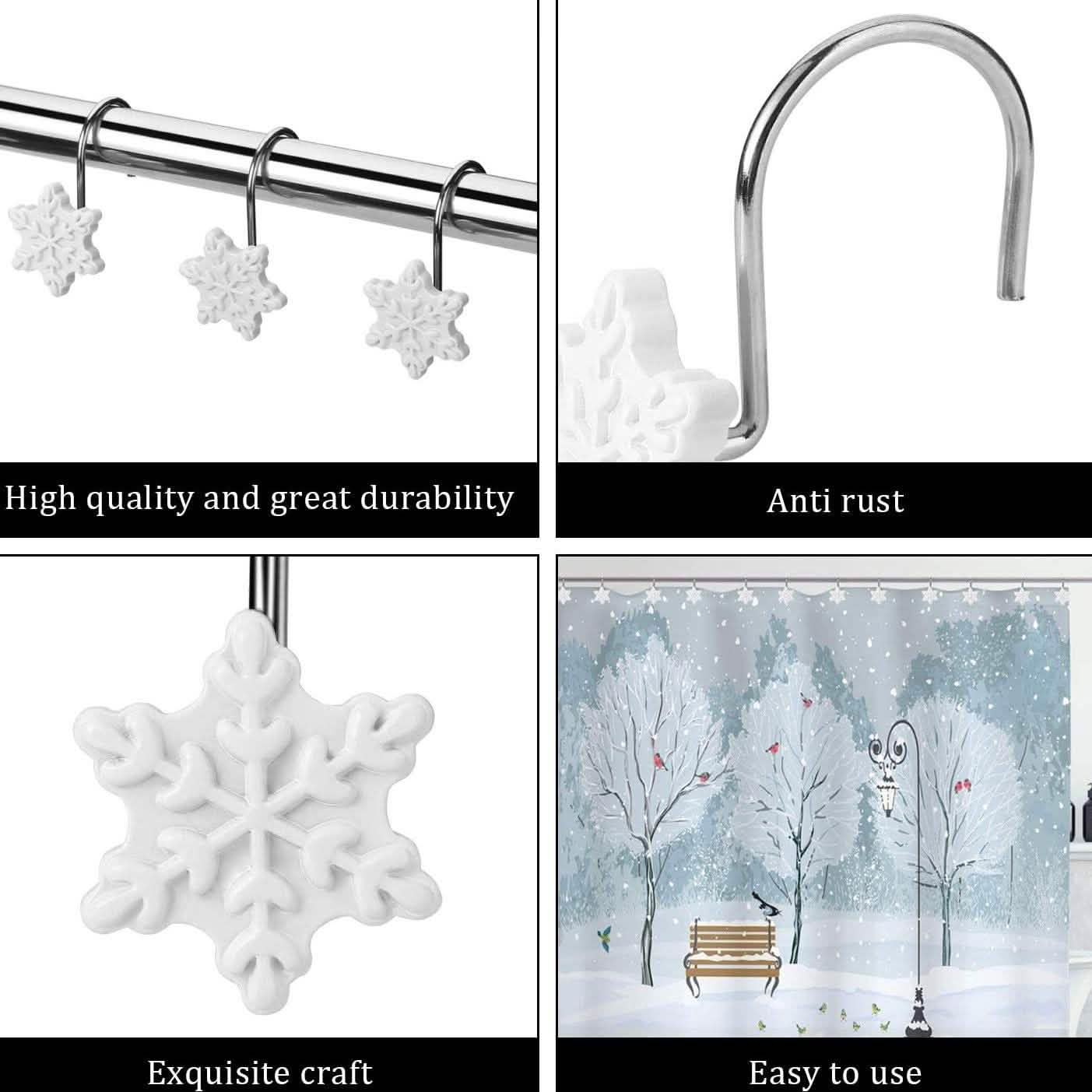 Lot de 12 : Crochets anti-rouille pour rideau de douche de Noël