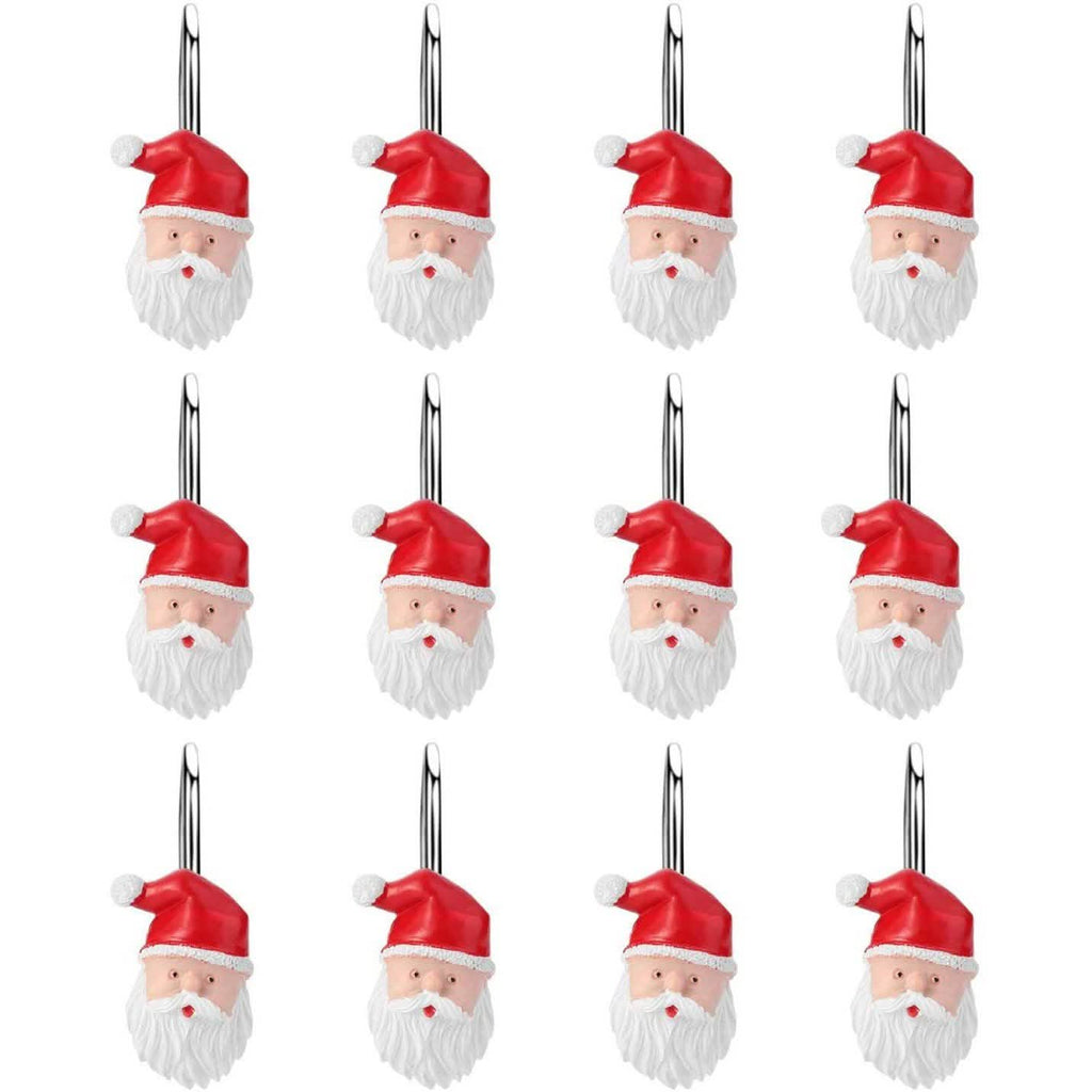 Lot de 12 : Crochets anti-rouille pour rideau de douche de Noël