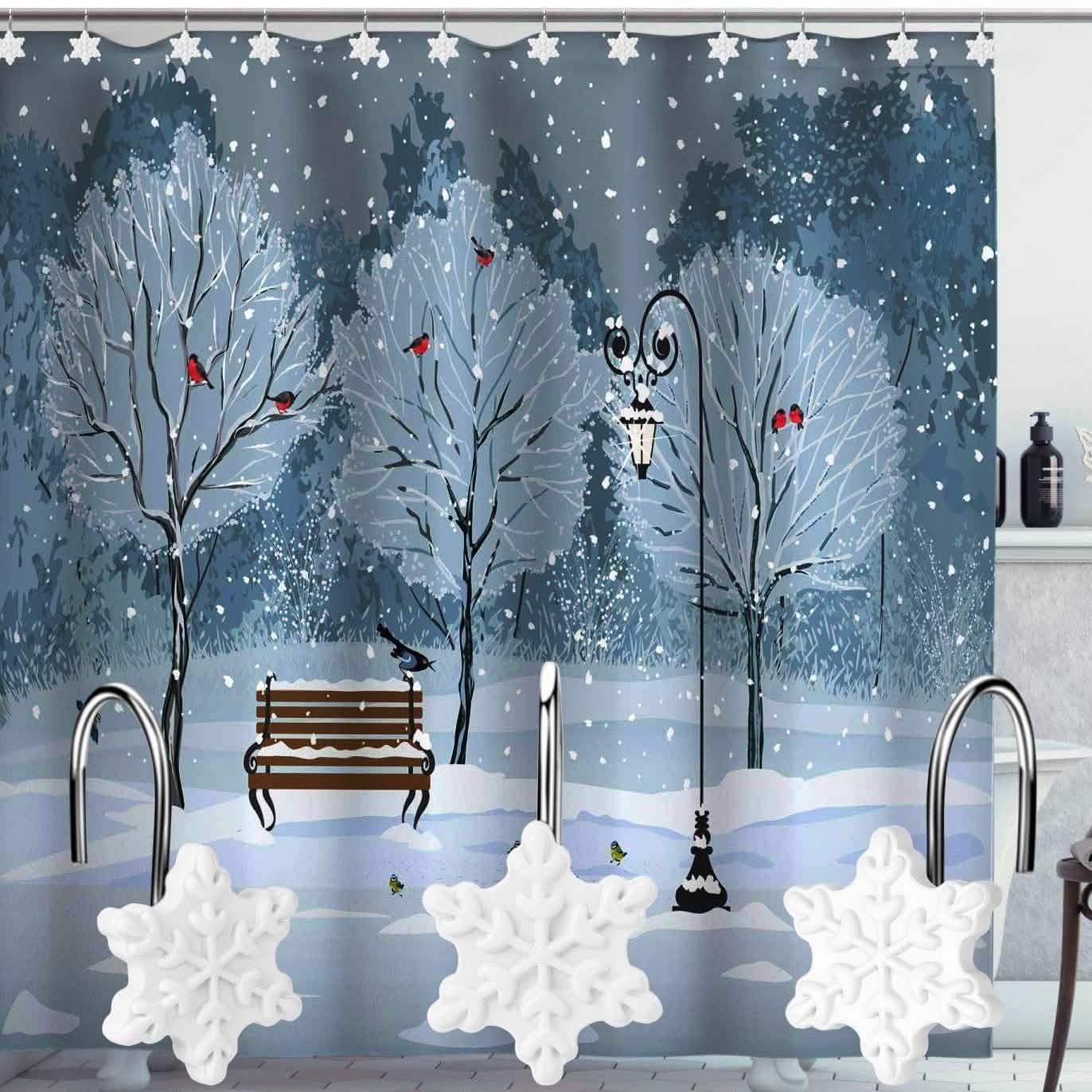 Lot de 12 : Crochets anti-rouille pour rideau de douche de Noël