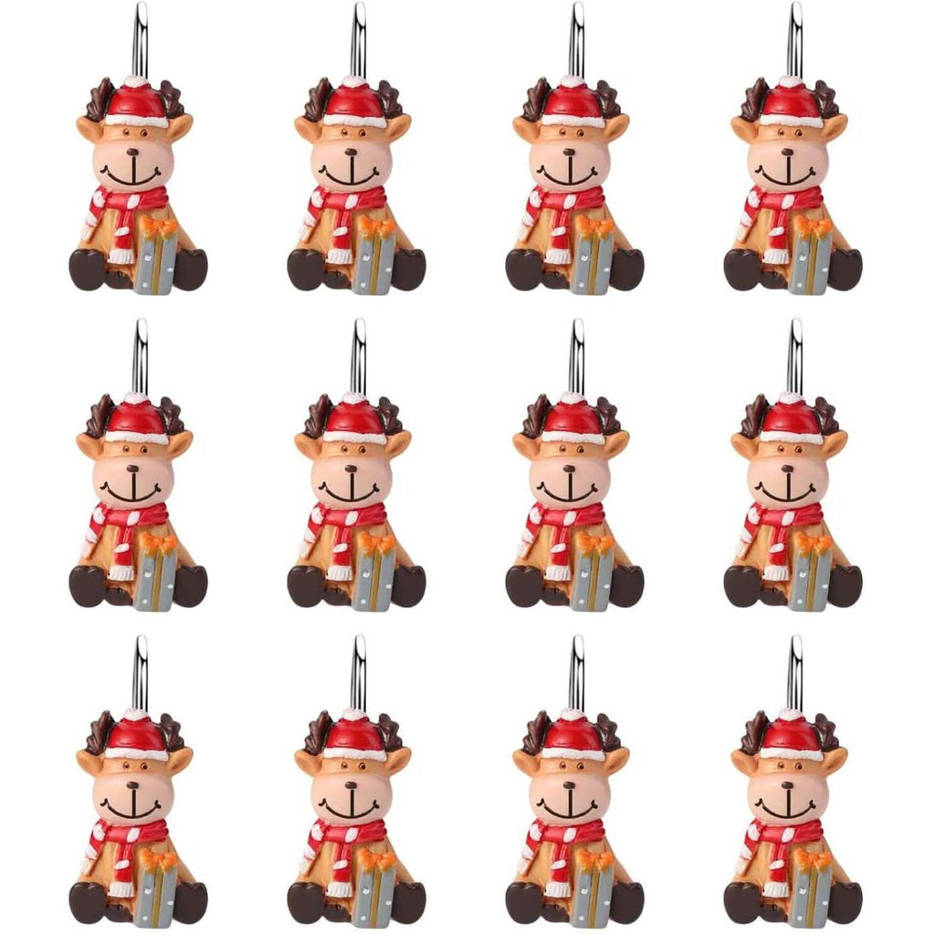 Lot de 12 : Crochets anti-rouille pour rideau de douche de Noël