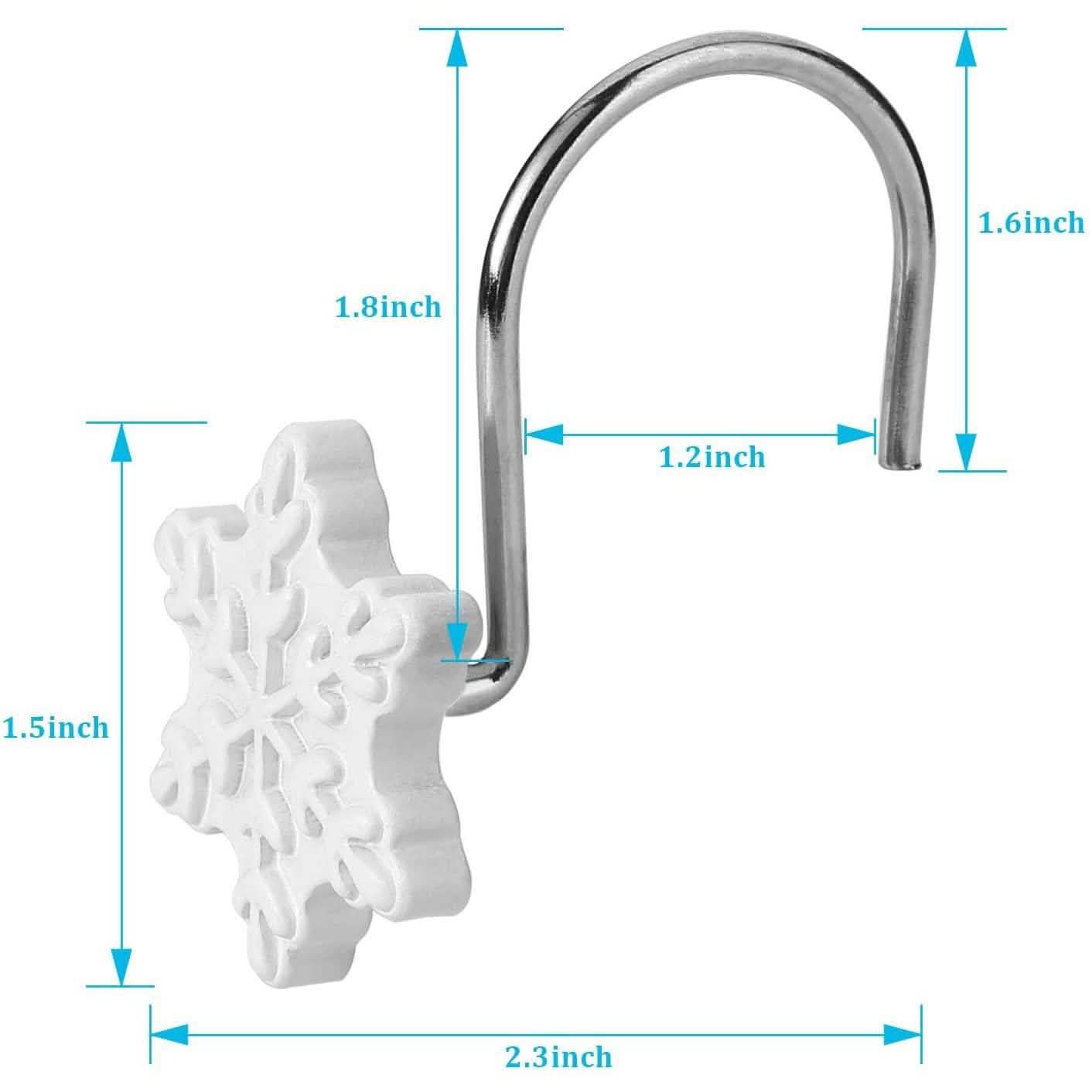 Lot de 12 : Crochets anti-rouille pour rideau de douche de Noël