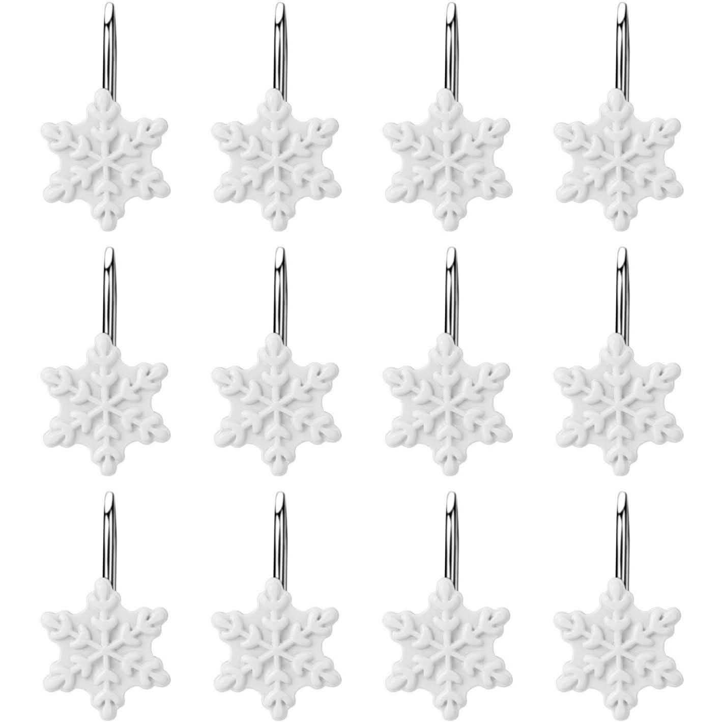 Lot de 12 : Crochets anti-rouille pour rideau de douche de Noël