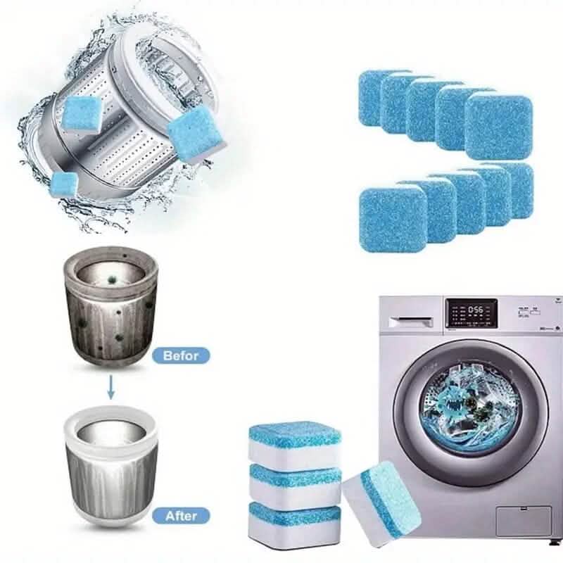 12-Pieces: Effervescent Washing Machine Cleaner Tablets