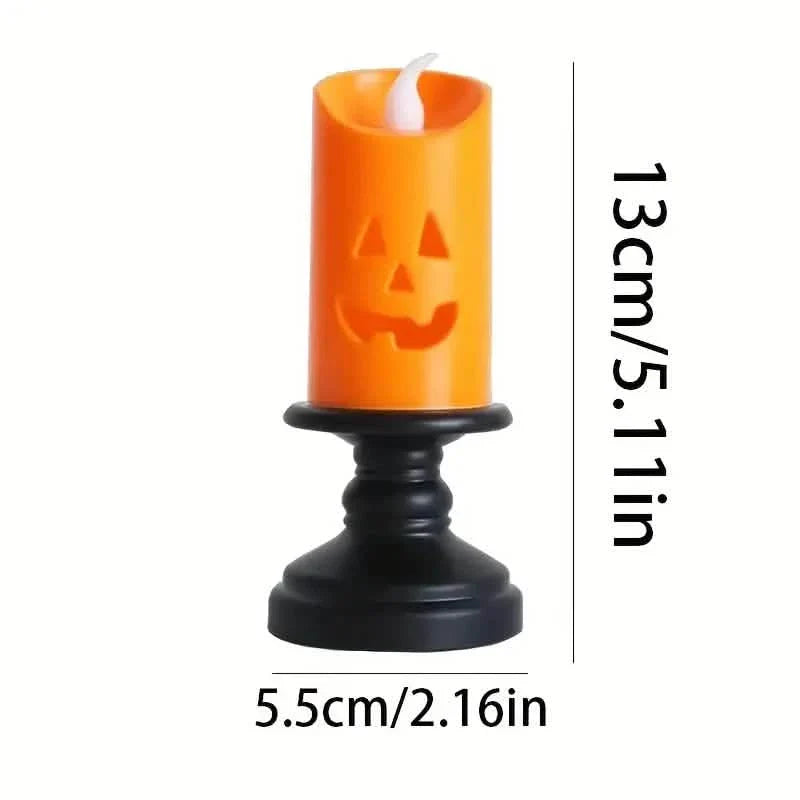 Lot de 12 : bougies chandelier citrouille LED Halloween
