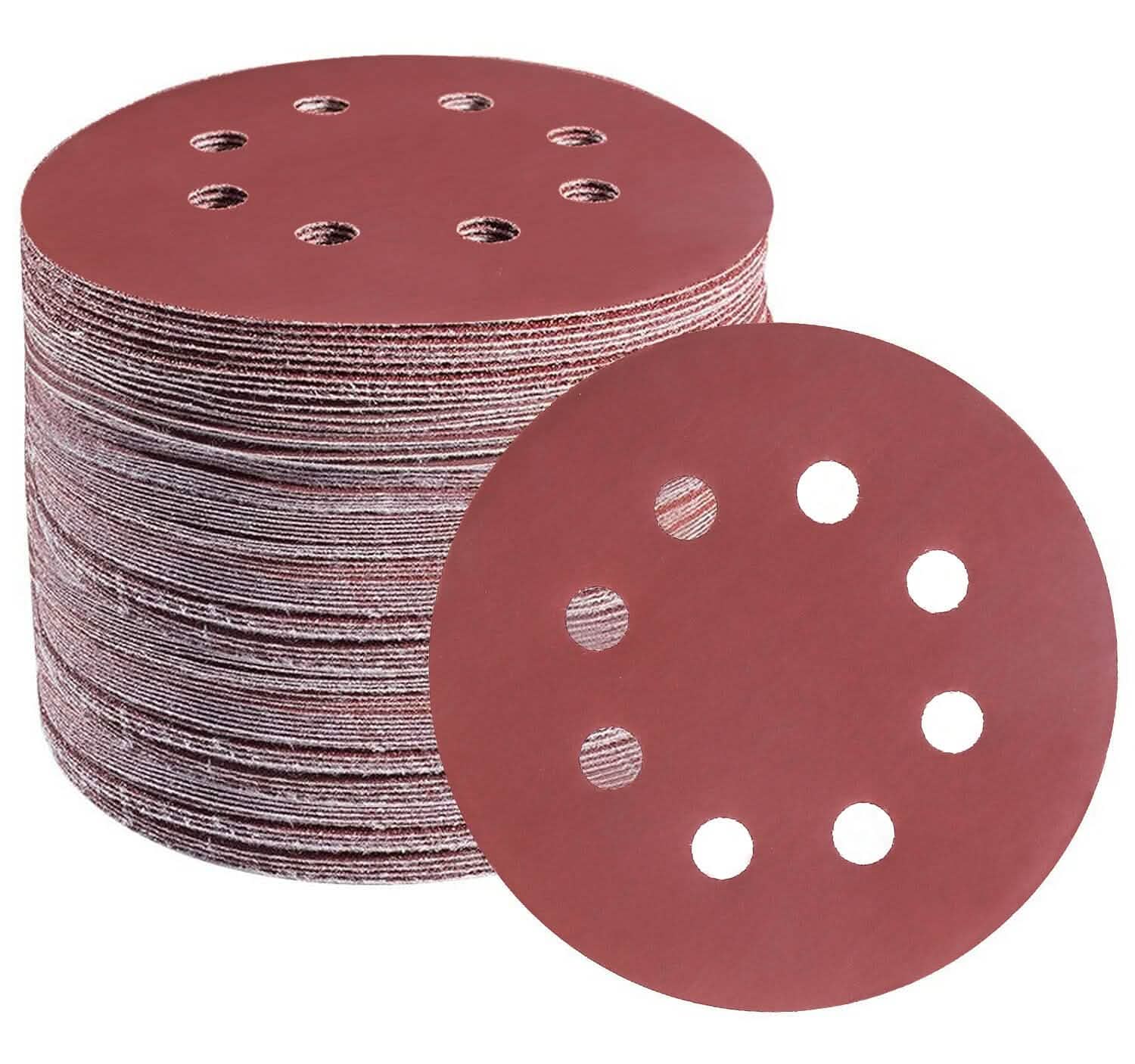 120-Pack: 5-Inch 8 Hole Round Sandpapers