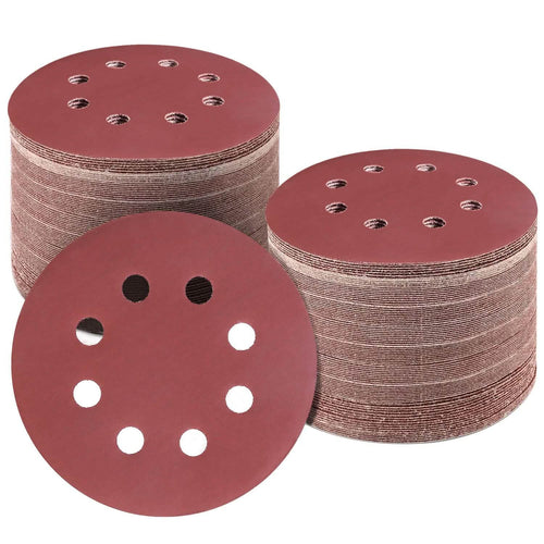 Lot de 120 : Disques abrasifs ronds de 12,7 cm à 8 trous