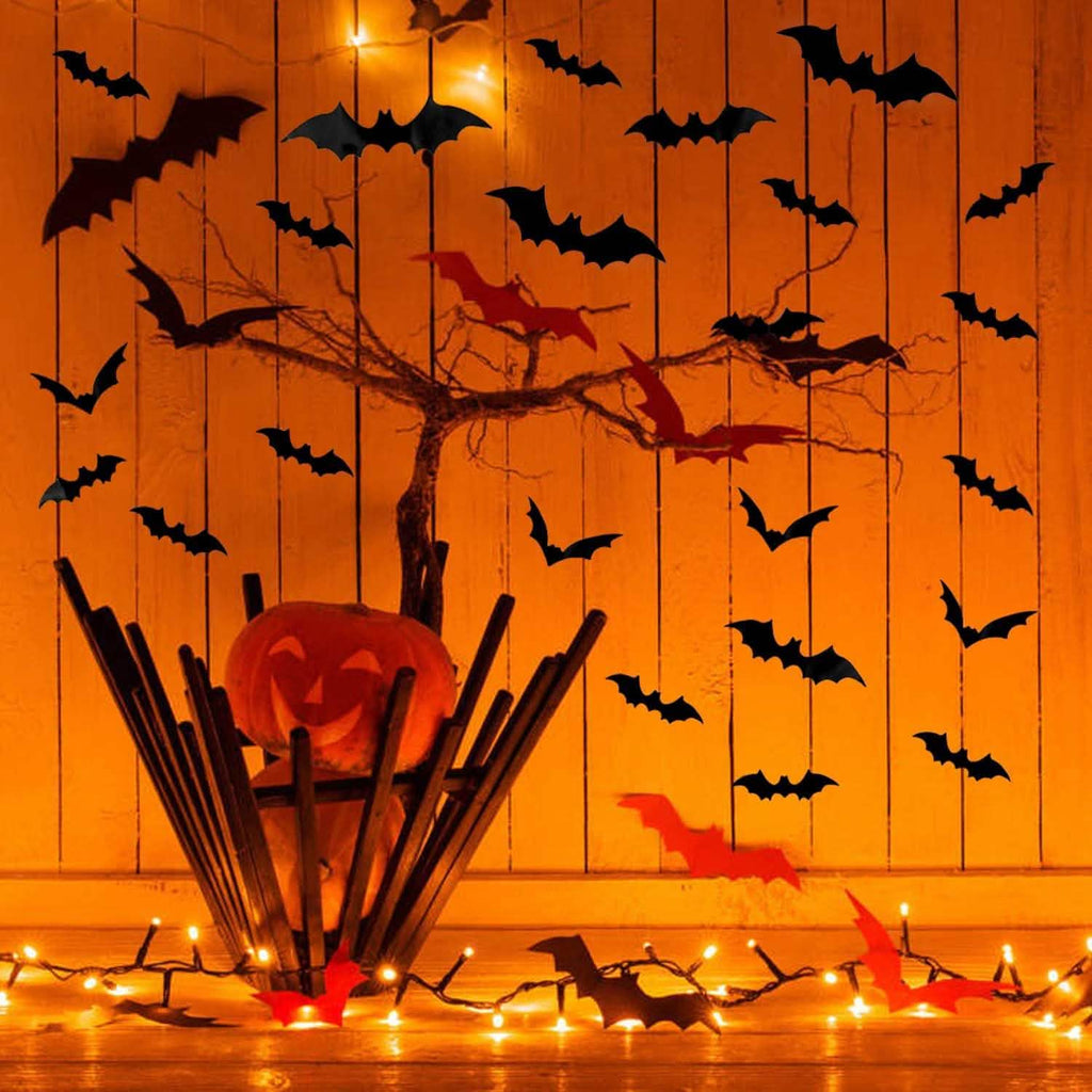 120 pièces : autocollants chauve-souris 3D pour Halloween