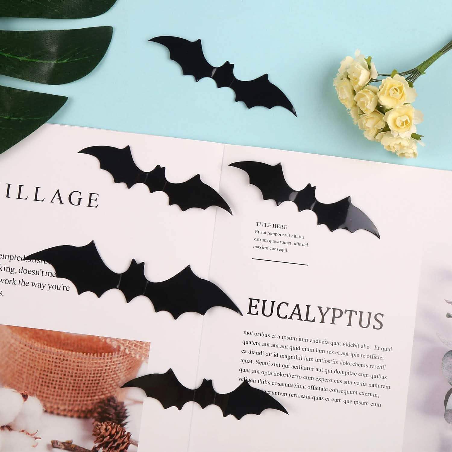 120 pièces : autocollants chauve-souris 3D pour Halloween