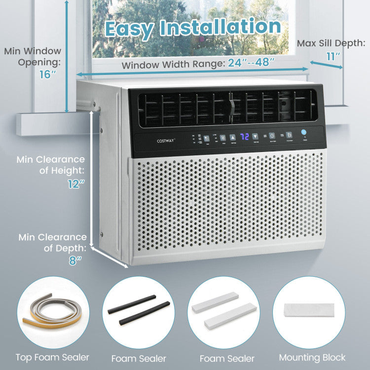 Window Air Conditione with Handy Remote and LED Control Panel