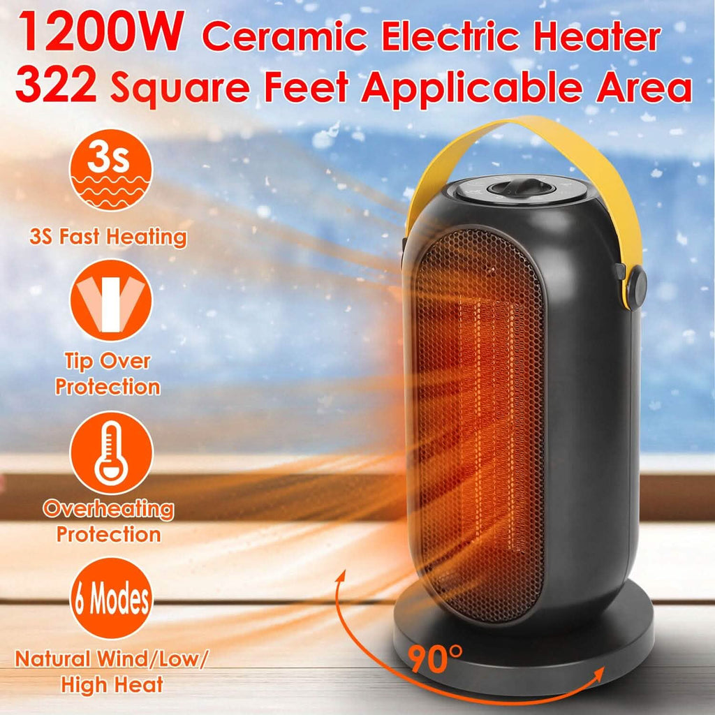 1200W ポータブル 電気ファンヒーター