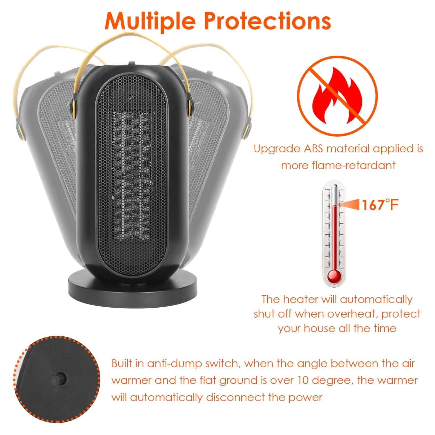 1200W ポータブル 電気ファンヒーター