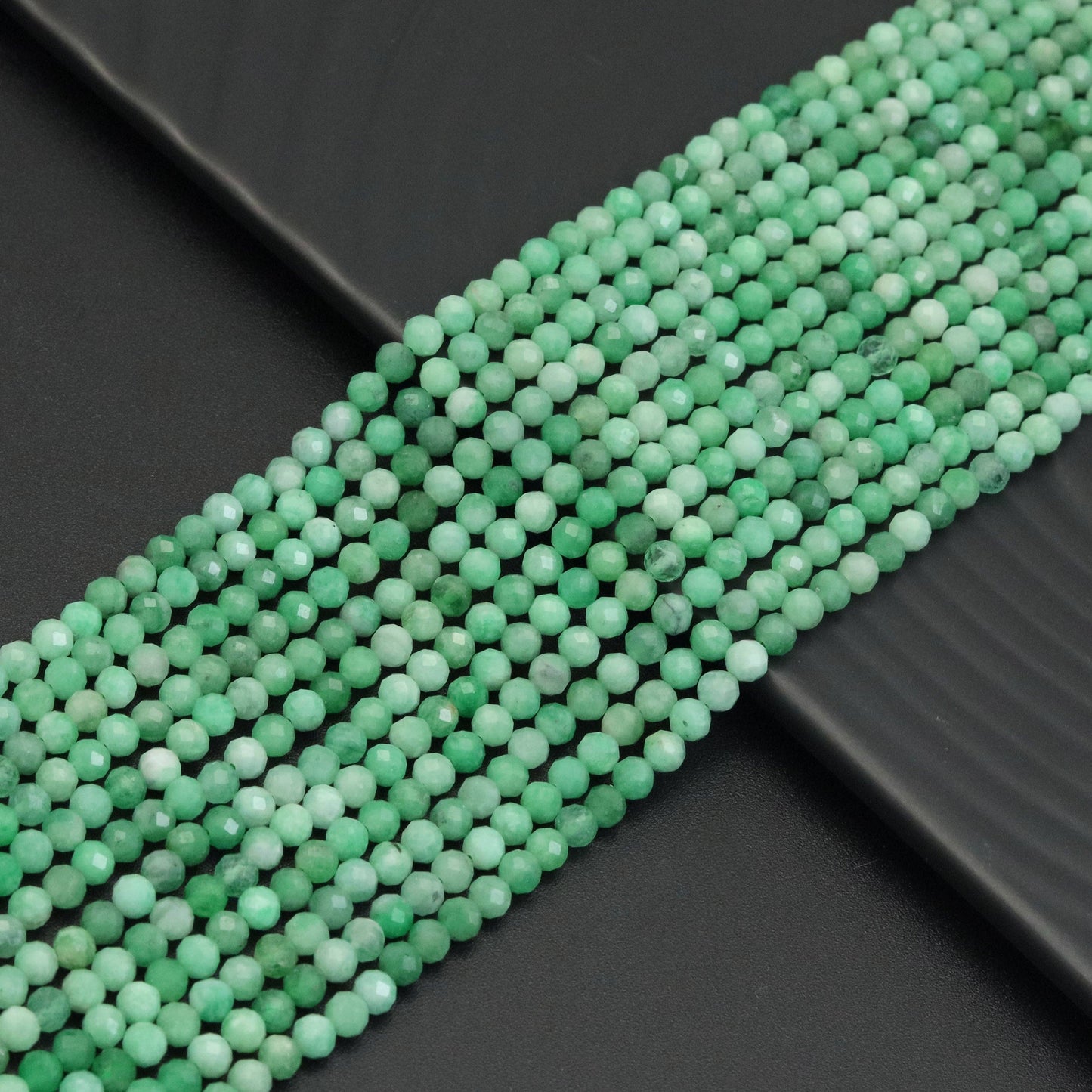 2mm/4mm High Quality Emerald Round Faceted Beads, Sku#U1882