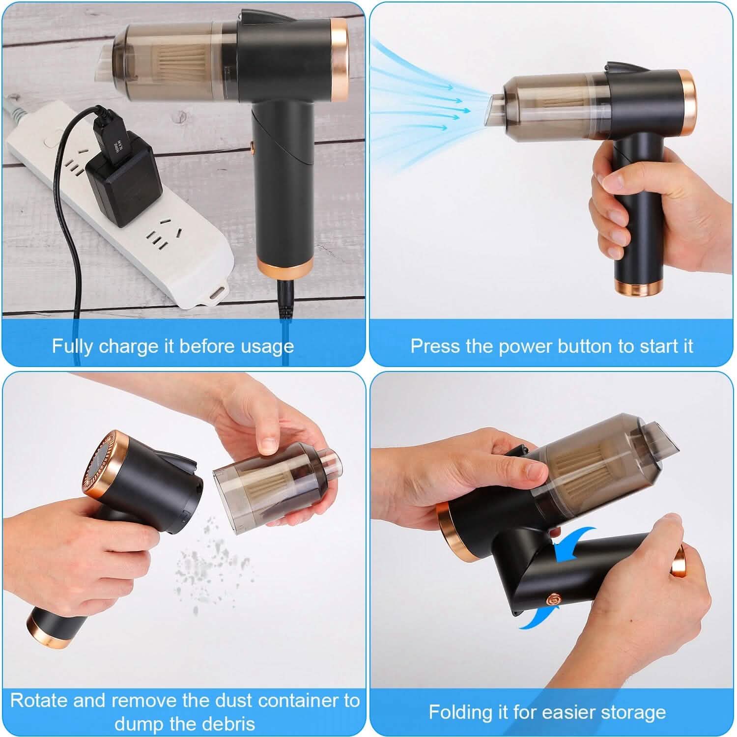 120W 9000PA Cordless Handheld Car Vacuum Cleaner with Searchlight