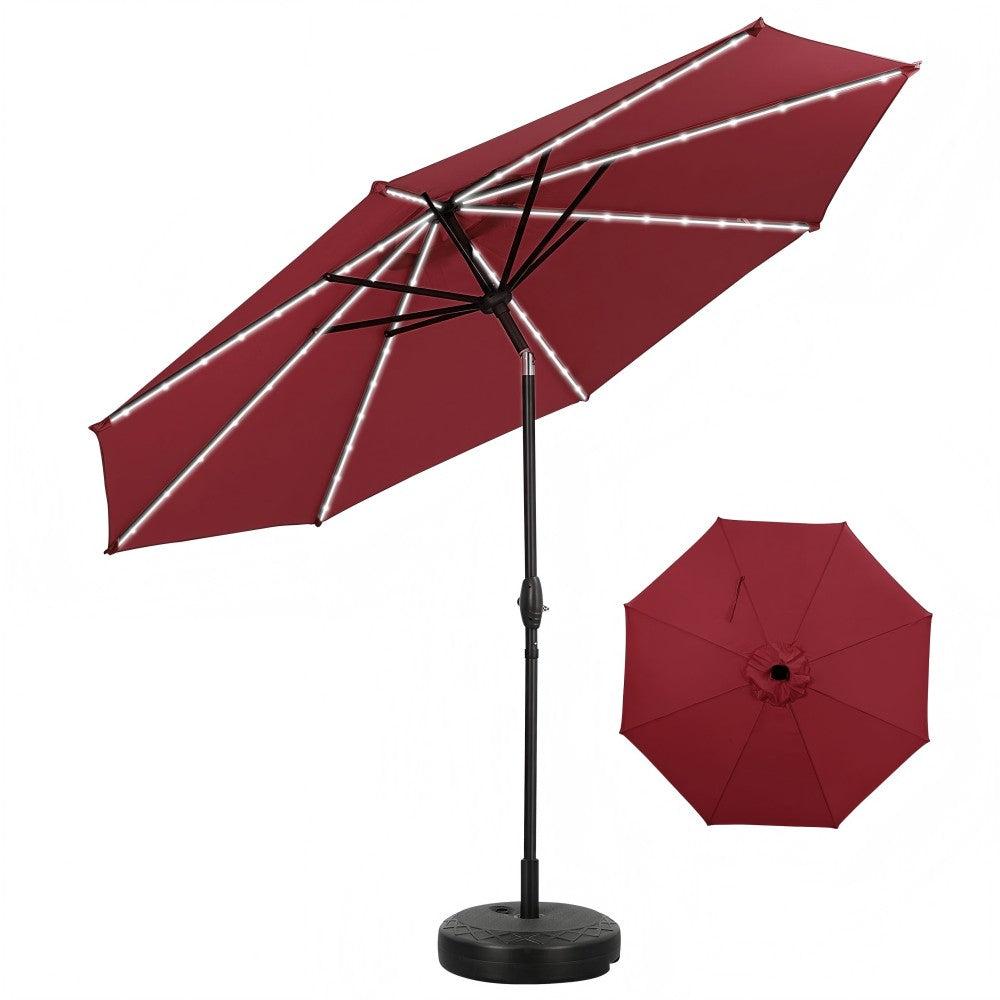 Ainfox 10ft Led Light Bar Patio Umbrella With Umbrella Base  For Market,Yard,Lawn Etc