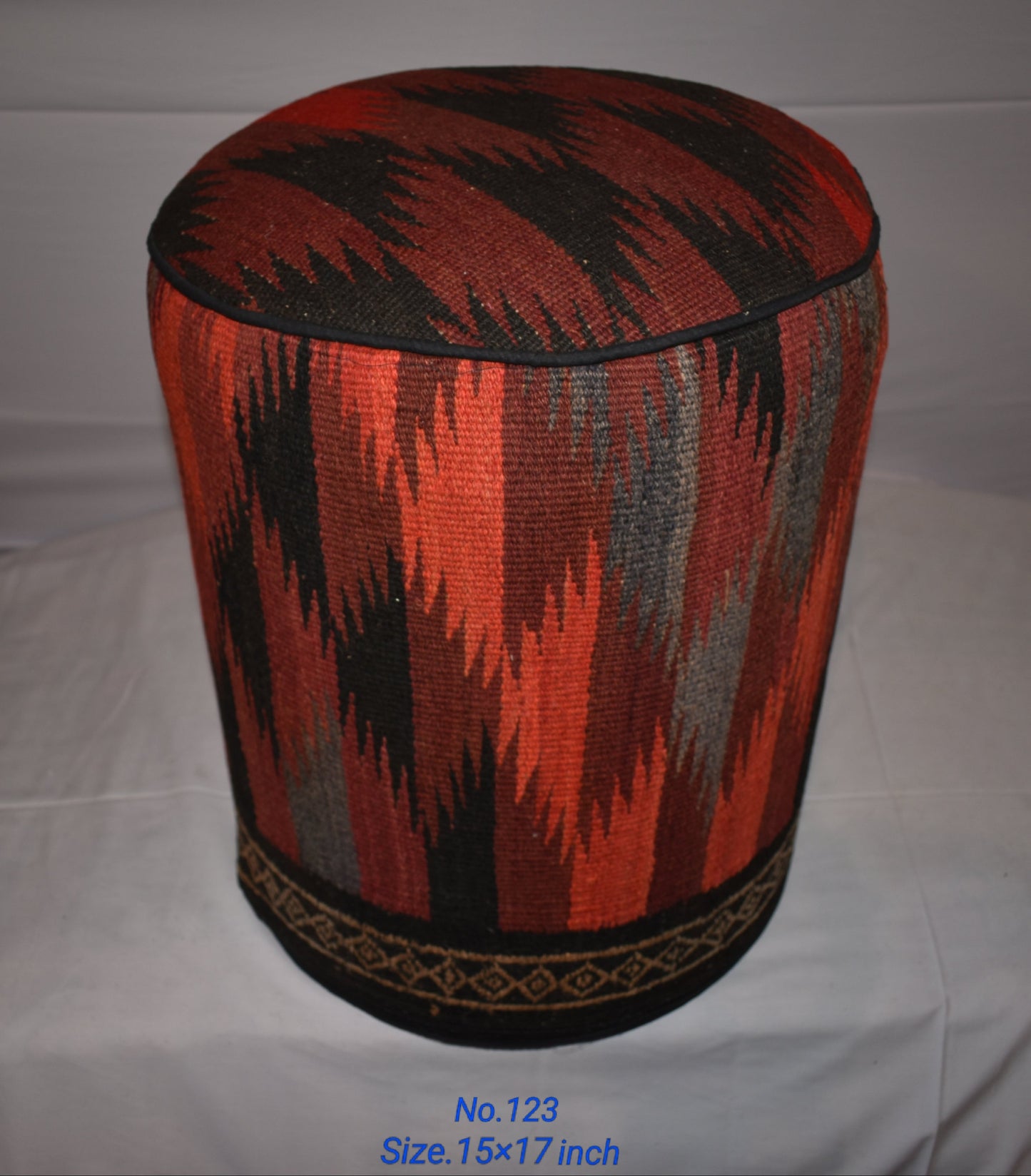 One of a Kind Kilim Rug Pouf Ottoman foot stool - #123