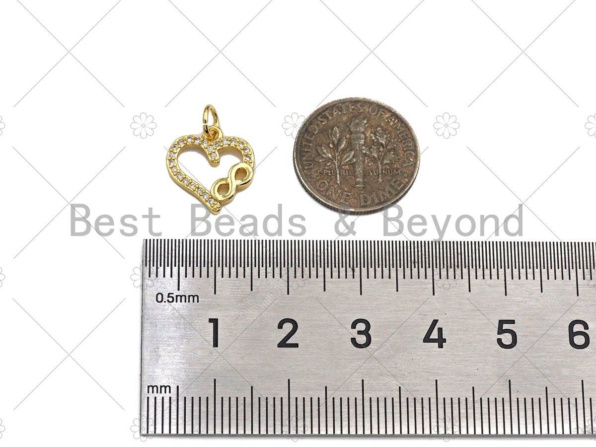 CZ Micro Pave Infinity On Heart Shape Pendant/Charm,Cubic Zirconia Heart Charm, Necklace Bracelet Charm Pendant,12x13mm, Sku#LK236