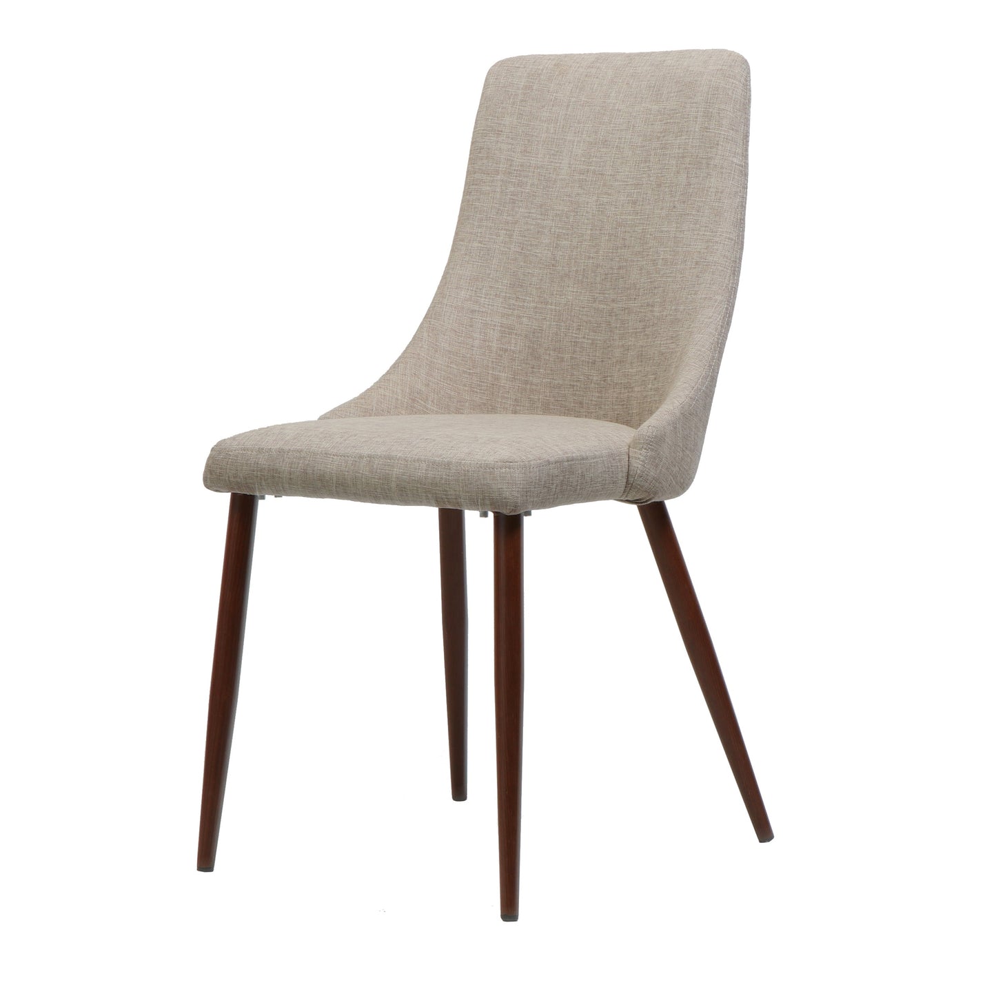 Mid Century Modern Fabric Armless Dining Chairs, Set of 2, Wheat and Dark