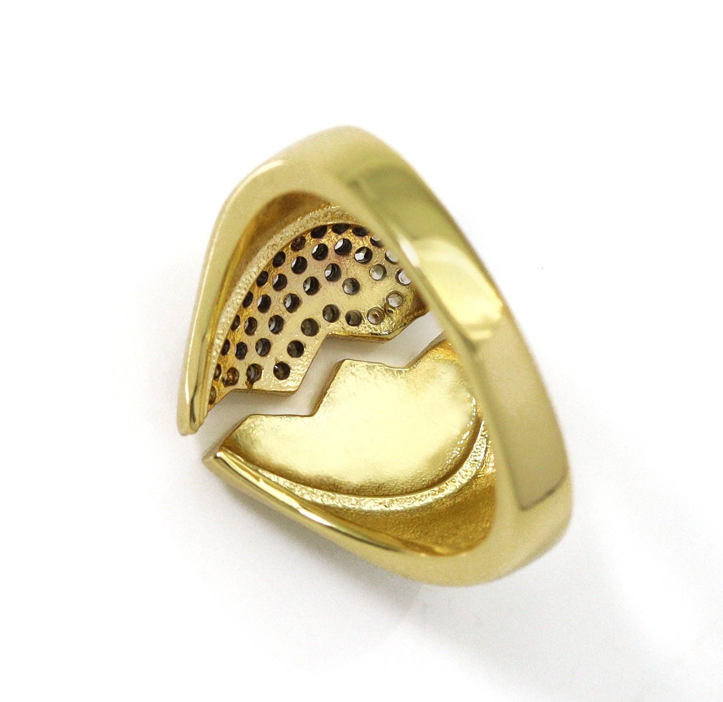 CZ Pave Broken Heart Ring, Sku#LK742