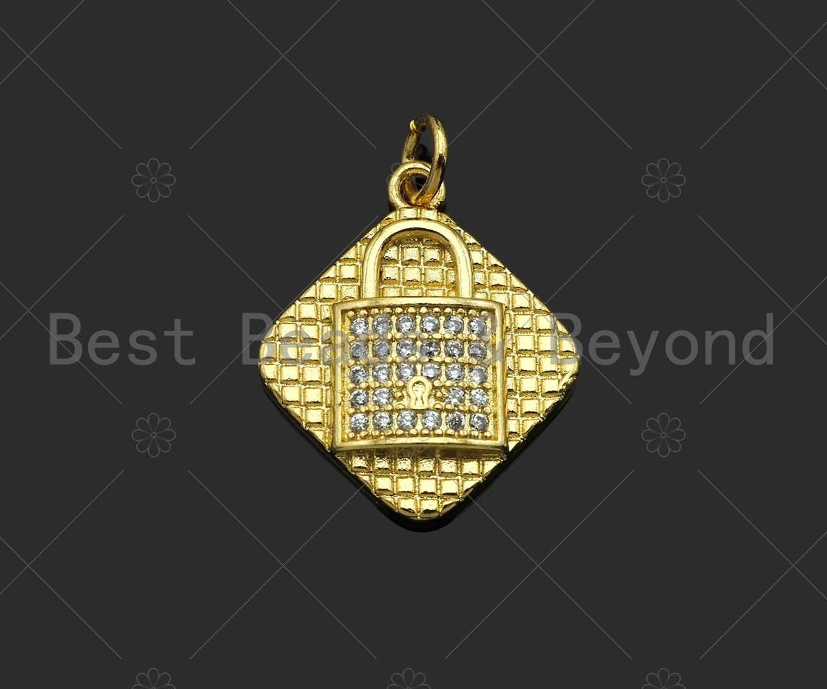 Gold Filled CZ Micro Pave Evil Eye Moon Heart Star Lock Medallion Pendant, 18K Gold Filled Charm,Necklace Bracelet Pendant,17x20mm,Sku#LK325
