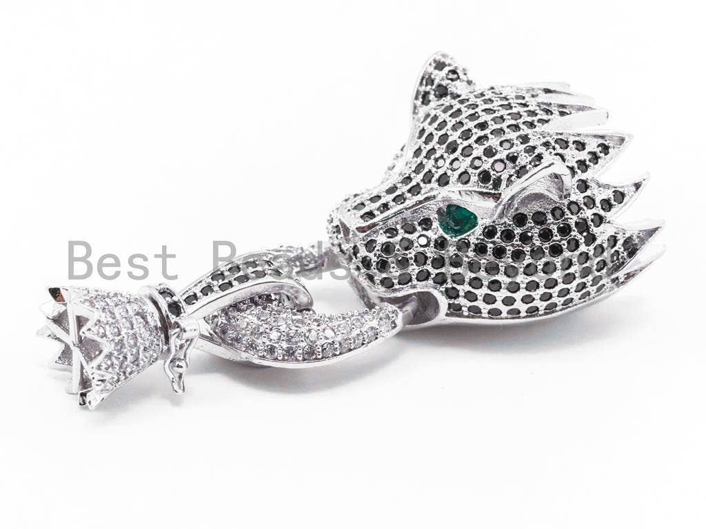 CZ Micro Pave Clasp, Panther Cubic Zirconia Clasp, 52x24x19mm, Sku#K47