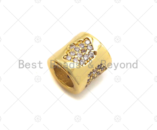 CZ Micro Pave Crown On Large Hole Tube spacer Beads,Sku#C122