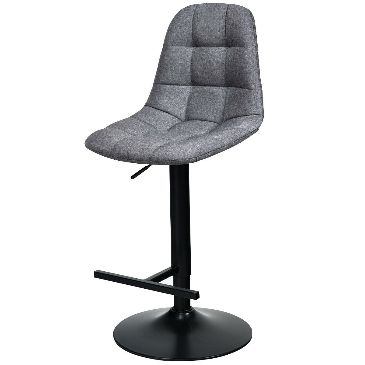 2 Pieces Adjustable Bar Stools Swivel Counter Height Linen Chairs-Brown