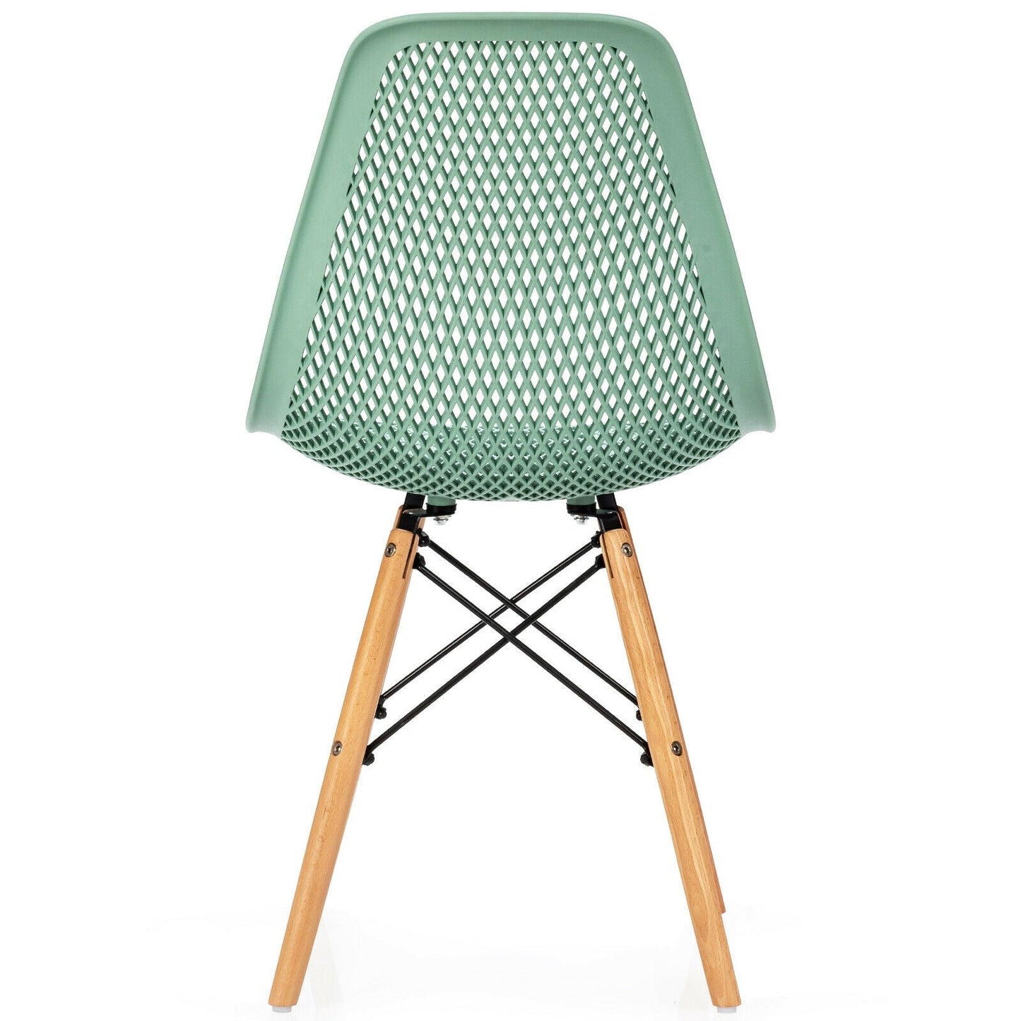 2 Pcs Modern Plastic Hollow Chair Set with Wood Leg