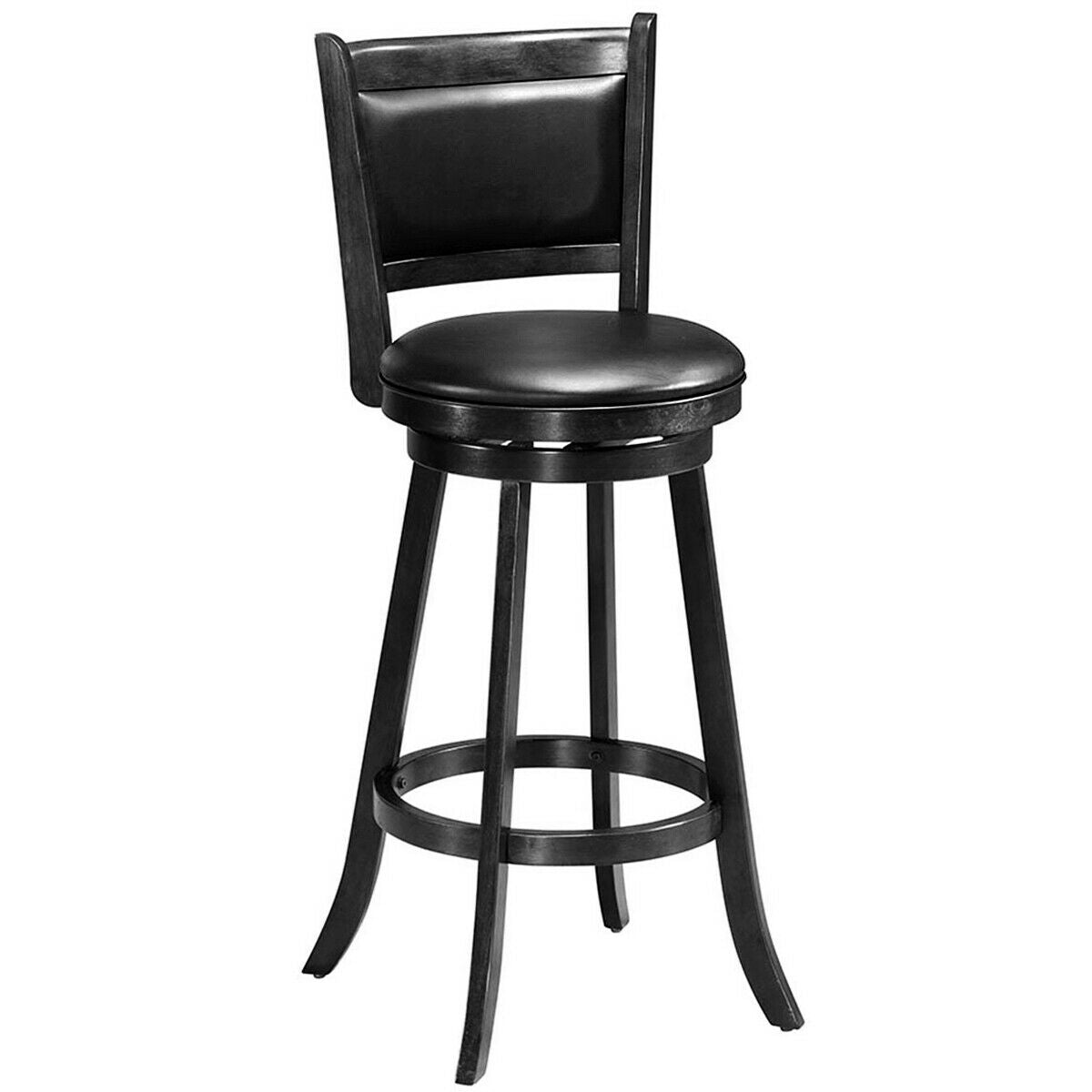 Set of 2 29 Inch Swivel Bar Height Stool Wood Dining Chair Barstool
