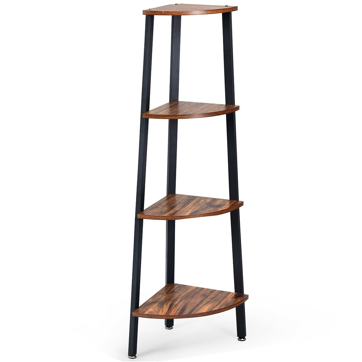 4-Tier Corner Shelf Metal Storage Rack Domestic Bookcase