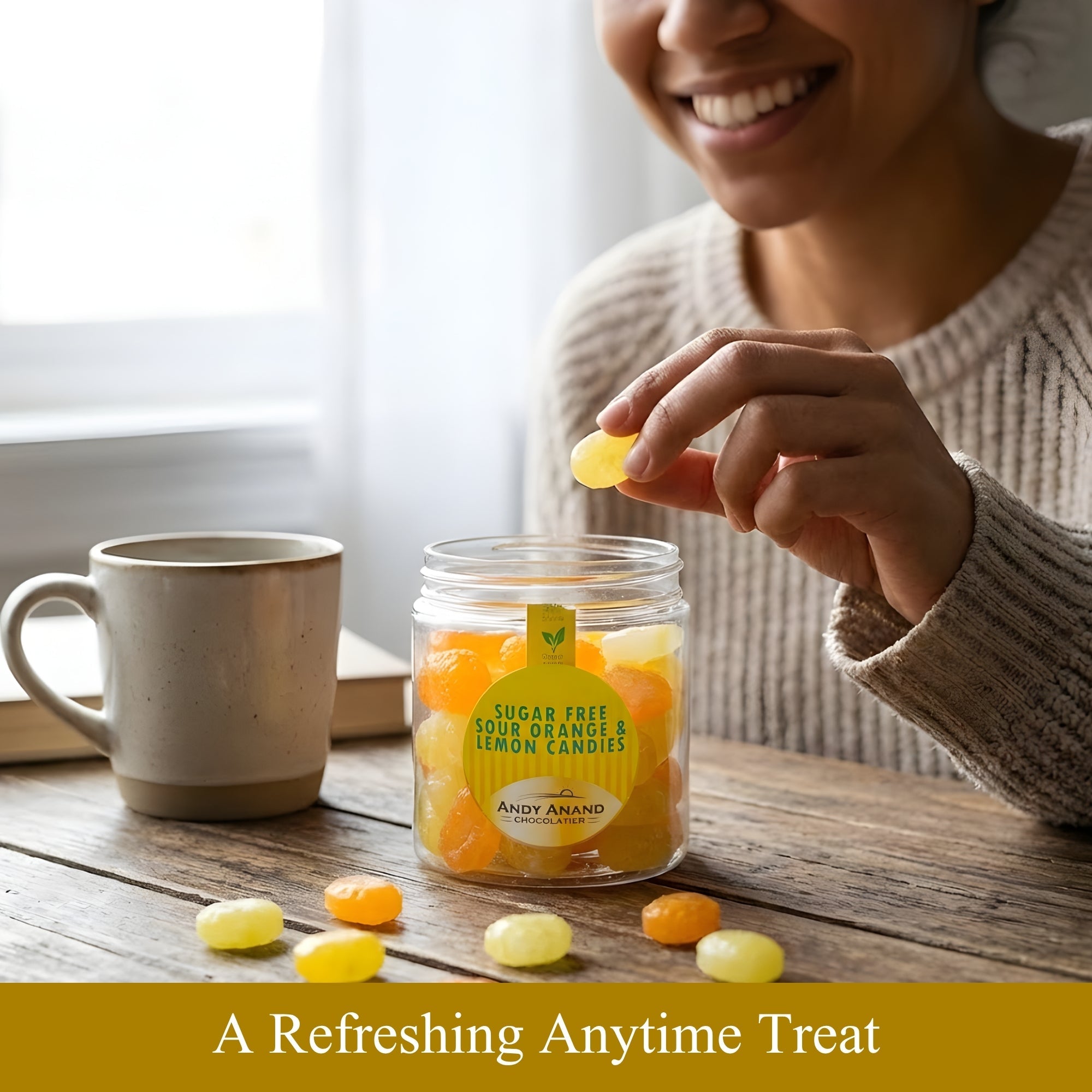 Andy Anand Sugar-Free Orange & Lemon Hard Candy, 7 oz – European Imported, Stevia Sweetened, Keto & Diabetic-Friendly Gourmet Snack Gift Box